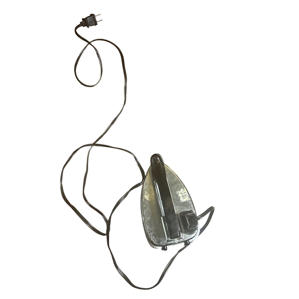 Vintage Mini Travel Iron Foldable Handle Silver Black Retro‎ Electric Portable